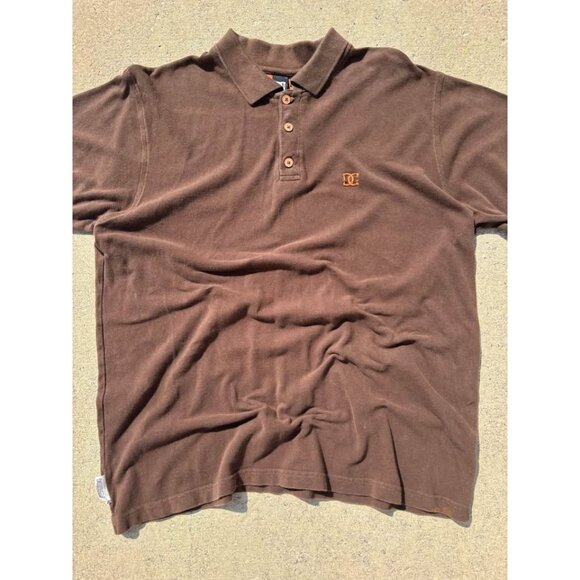 Vintage Y2K DC Skater Golf Shirt Polo Brown - Picture 4 of 5